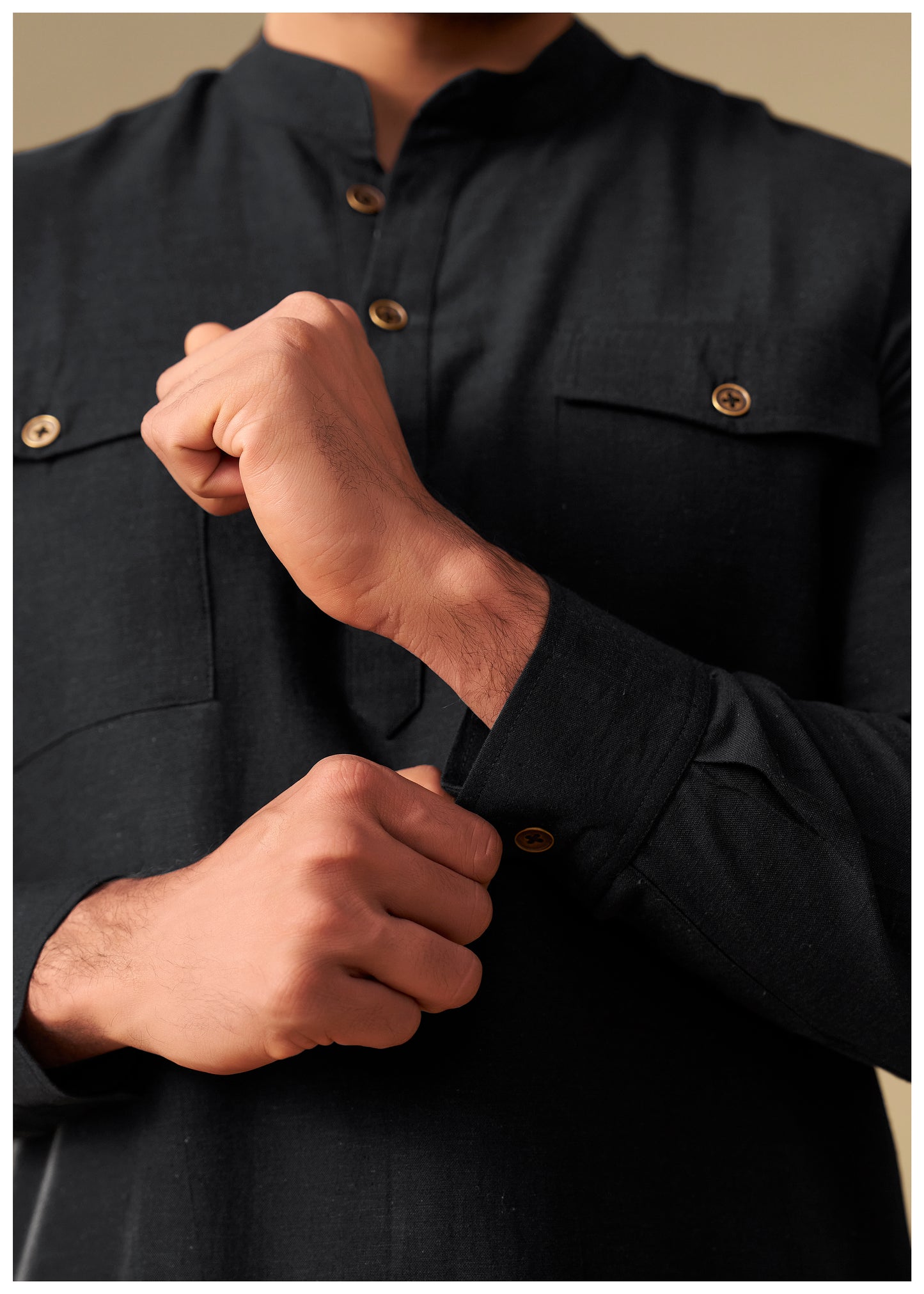 Jet Black Co-Ord Set Men Full Length View – Premium Ethnoir India