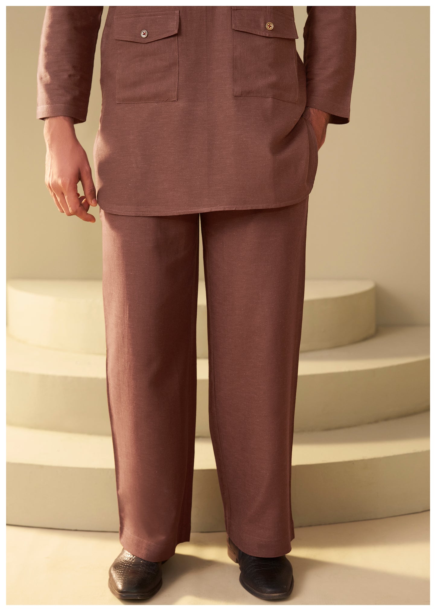Brown Utility Co-Ord Set for Men Back View – Ethnic Wear Ethnoir