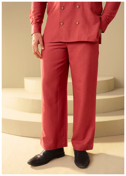 Rust Double-Breasted Kurta Set for Men Back View – Ethnoir Ethnic Wear