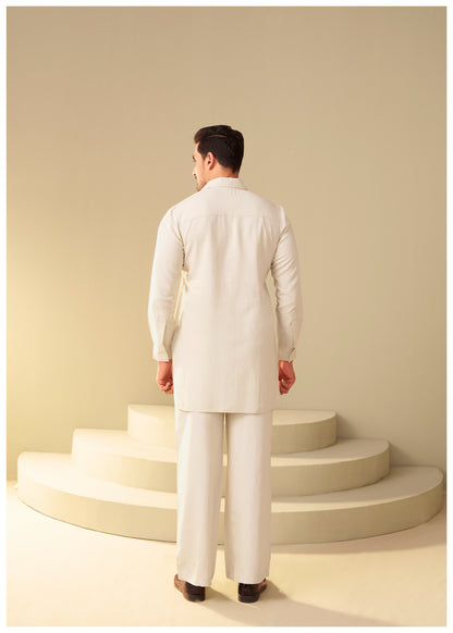 Sand Beige Utility Co-Ord Set for Men Close-Up Detail – Ethnoir India