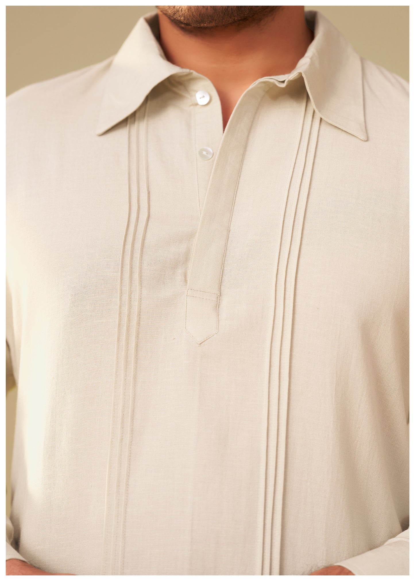 Sand Beige Co-Ord Set for Men Back View – Ethnic Wear Ethnoir India