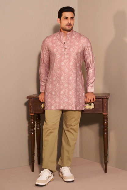 Rose Mist Printed Short Kurta for Men – Modern Festive Ethnoir
