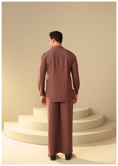 Brown Linen Co-Ord Set for Men Festive Occasion – Ethnoir India