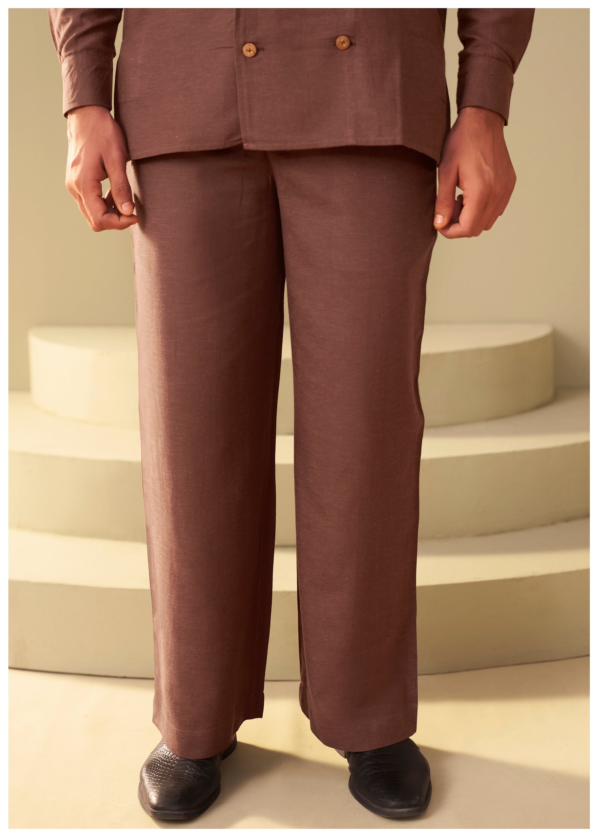Brown Double-Breasted Co-Ord Set Men Full Length – Ethnoir India