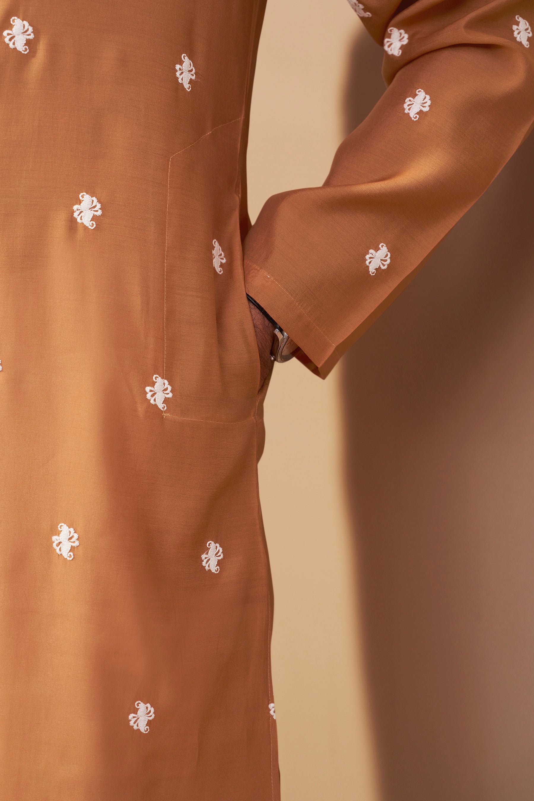 Orange Silk Kurta Men Full Length – Premium Ethnic Ethnoir India