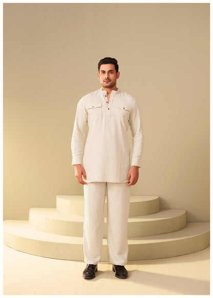 Sand Beige Linen Cotton Co-Ord Set for Men – Minimal Fit Ethnoir