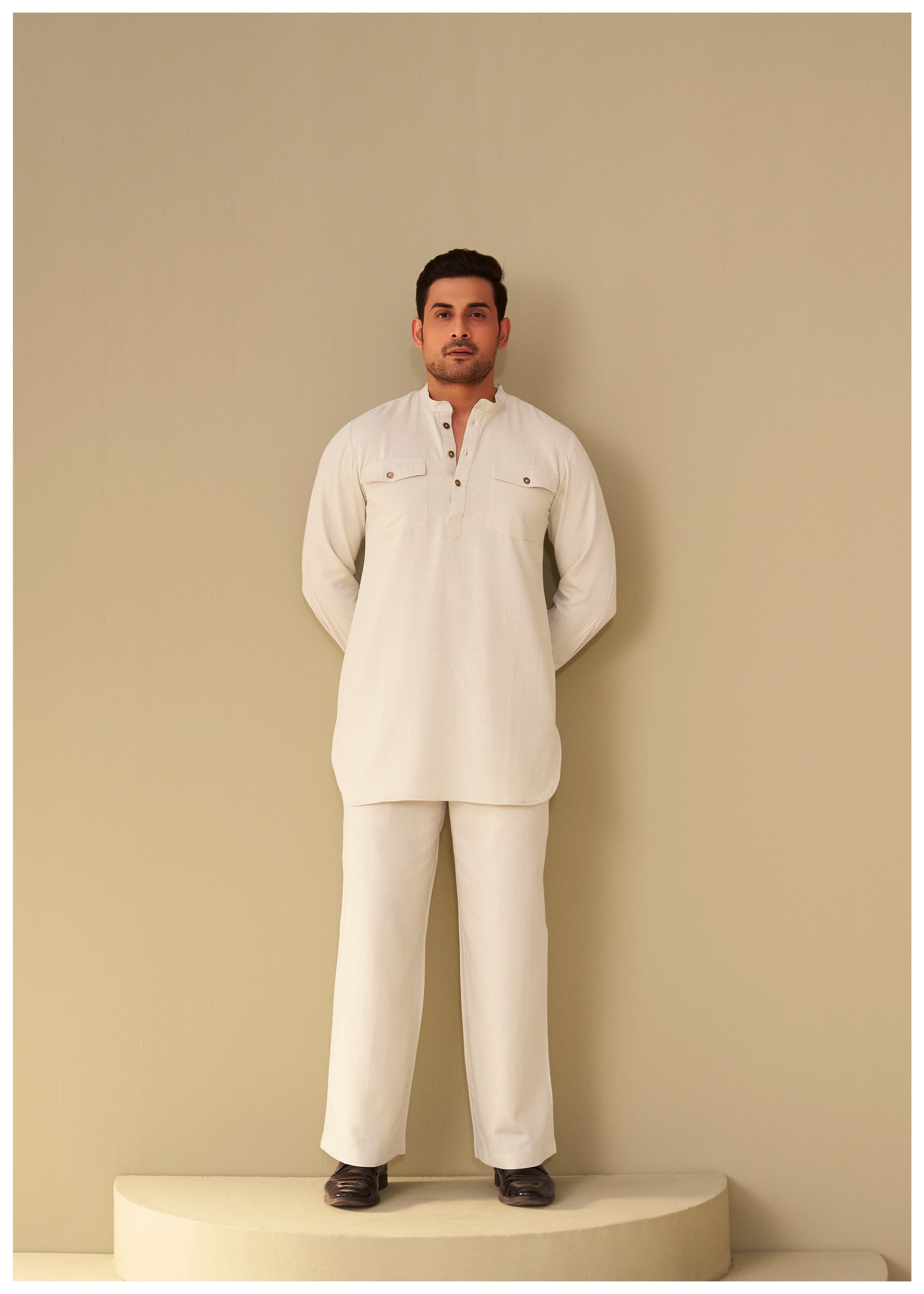 Sand Beige Linen Kurta Set for Men – Premium Ethnic Wear India Ethnoir