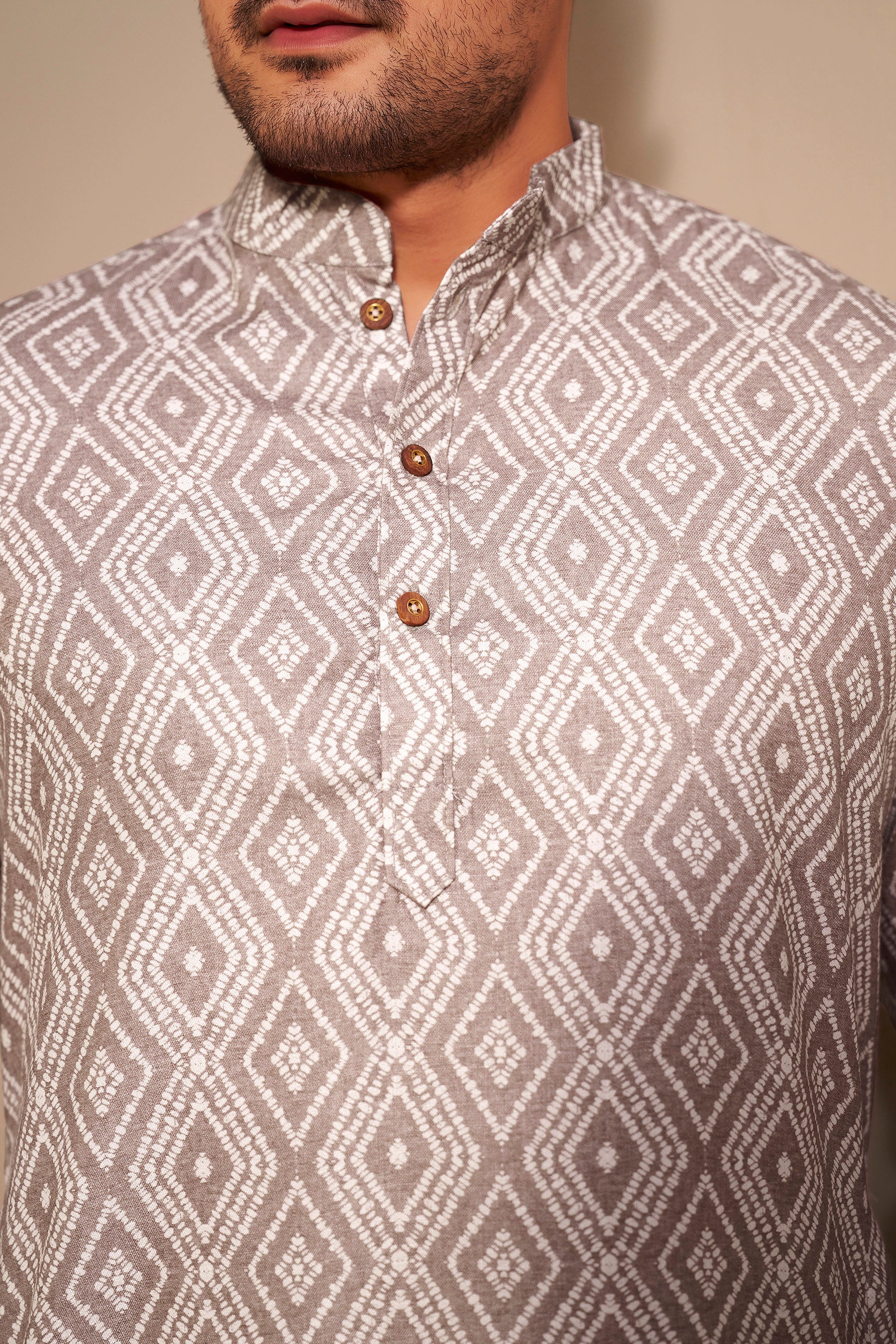 Stone Grey Diamond Kurta Men Full Length – Minimal Ethnic Ethnoir