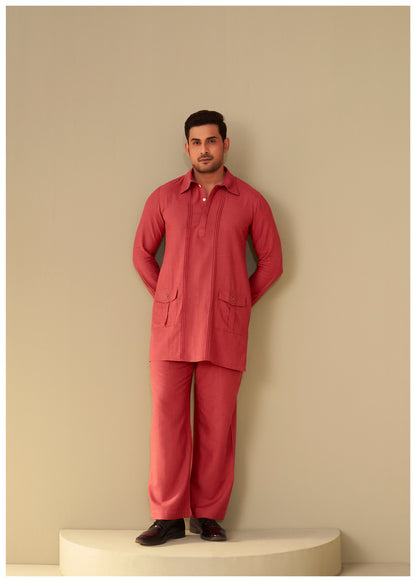 Rust Cotton Linen Kurta Set Men – Premium Statement Fit Ethnoir India